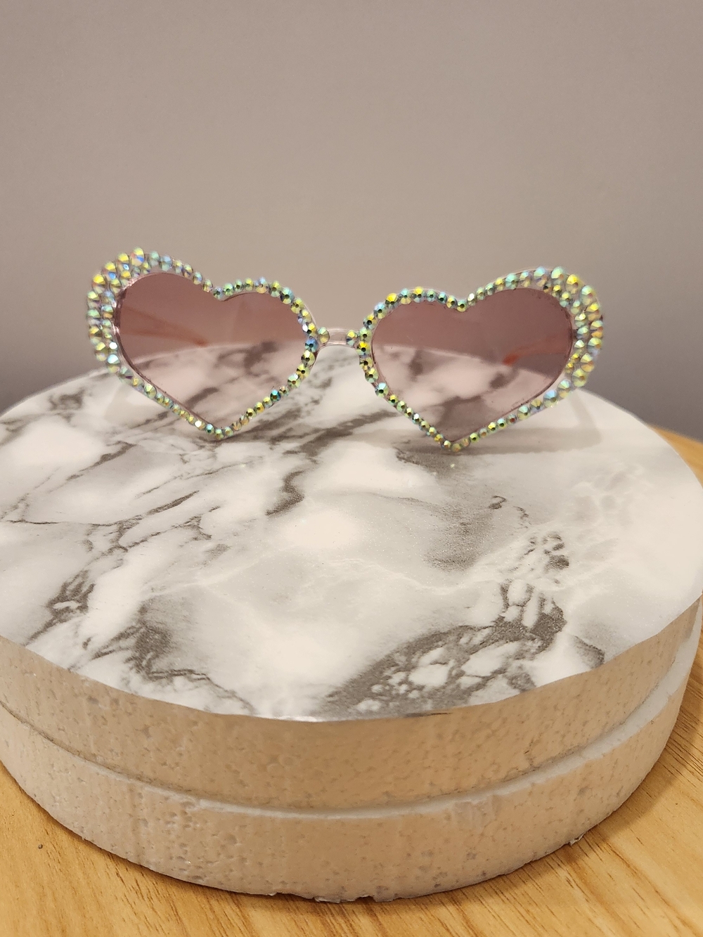 Rhinestone Heart Frame Pink Sunglasses